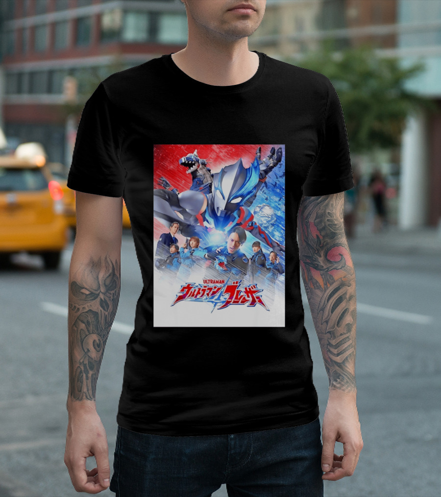 Ultraman Blazar Cast And Characters With Heroic Action Scene T-Shirt