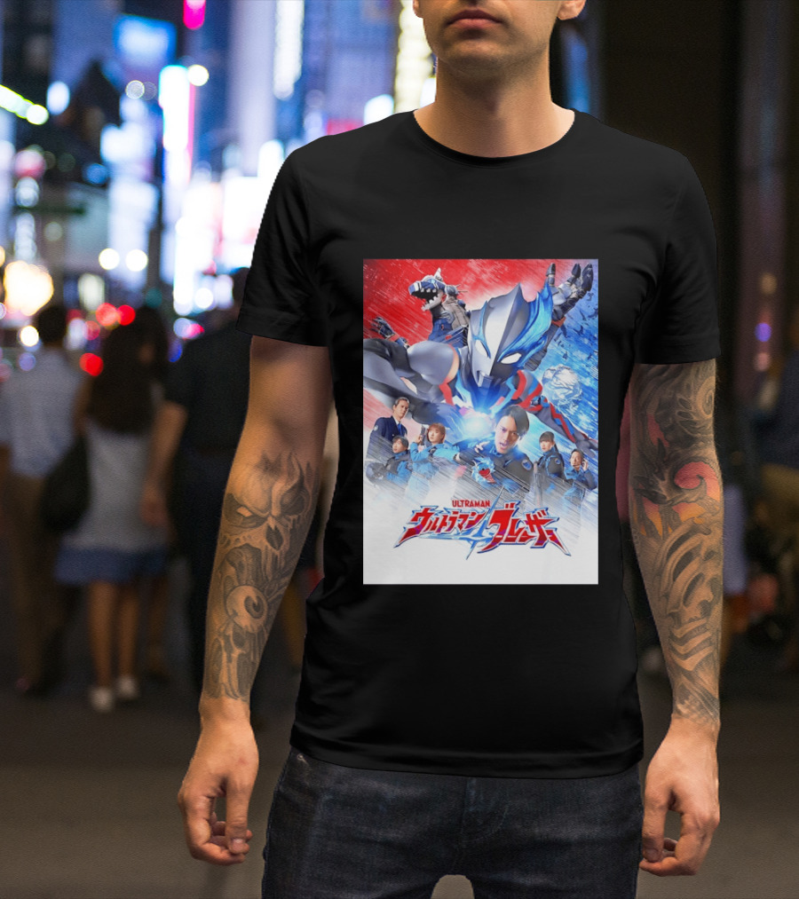 Ultraman Blazar Cast And Characters With Heroic Action Scene T-Shirt
