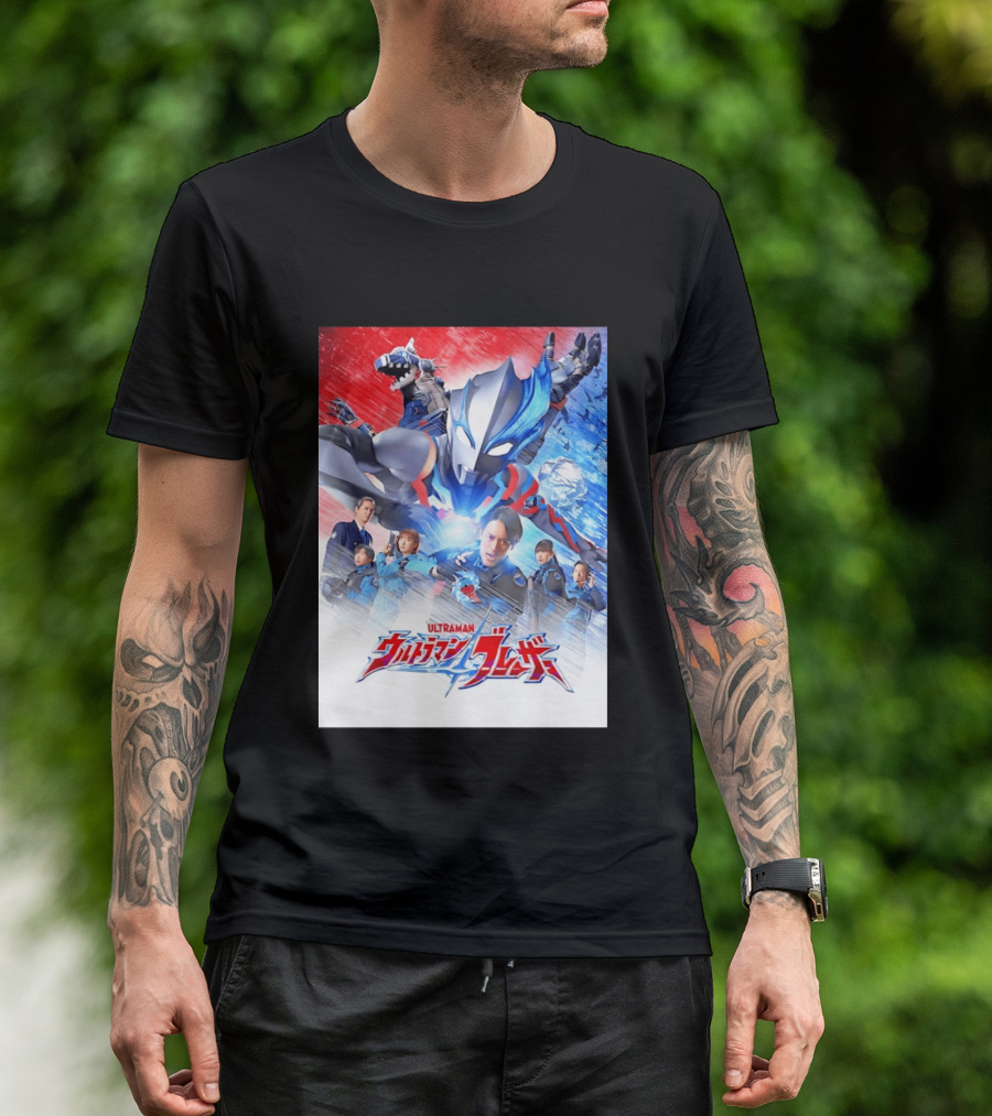 Ultraman Blazar Cast And Characters With Heroic Action Scene T-Shirt