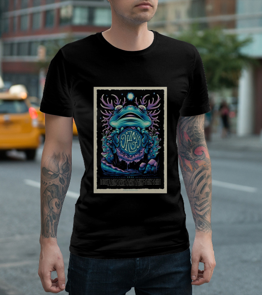 Dizgo 2026 Tour Frog And Mushrooms Psychedelic T-Shirt