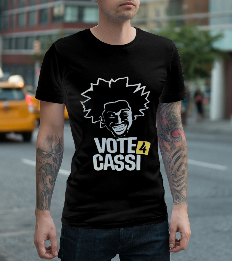 Vote 4 Cassi Spiky Afro Smiling Line T-Shirt