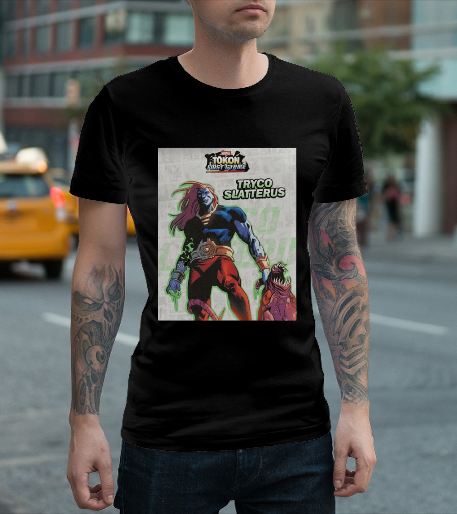 Marvel Tokon First Strike Tryco Slatterus Character With Creature T-Shirt