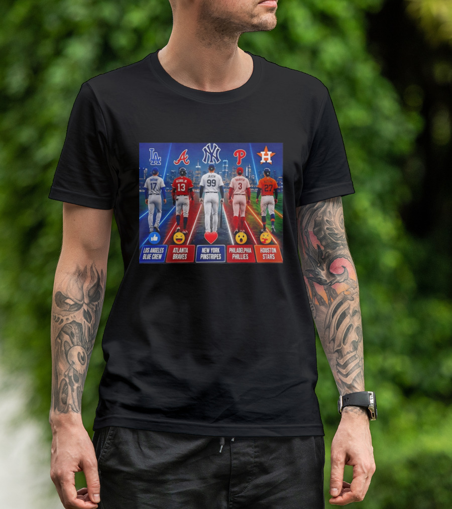 Los Angeles Blue Crew Atlanta Braves New York Pinstripes Philadelphia Phillies Houston Stars Ohtani Acuna Jr Jaxon Harper Altuve T-Shirt