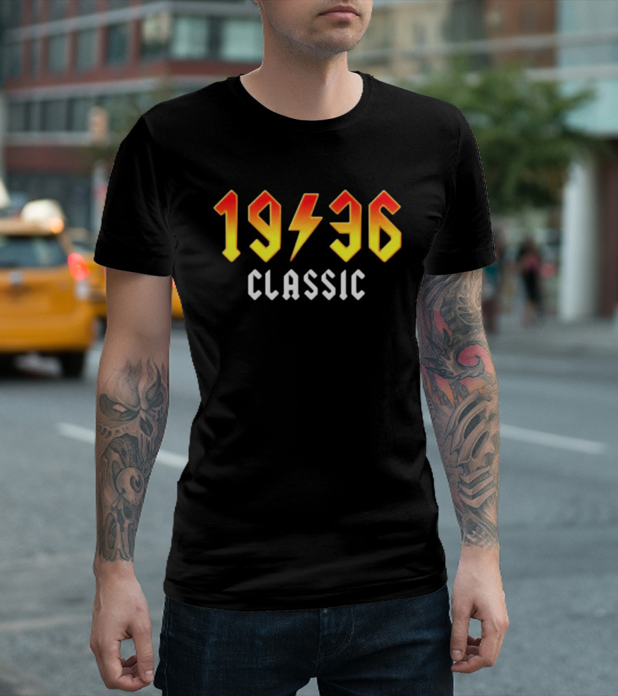 Original 90th Birthday Classic 1936 Rock Band Lightning Bolt T-Shirt