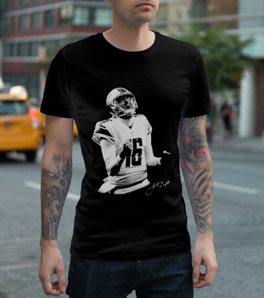 Original Detroit Lions Jared Goff 16 Quarterback MVP Player Autograph T-Shirt