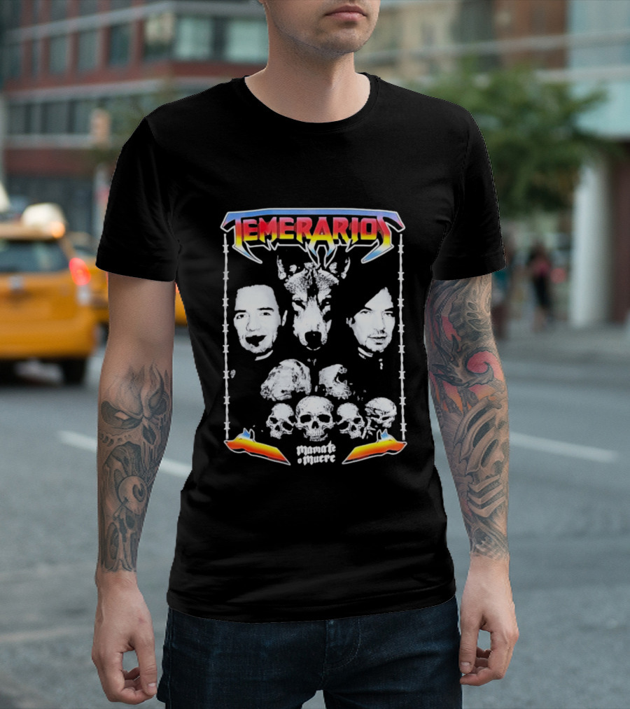 Temerarios Mamate O Muere Heavy Metal Wolf Band Photo Skulls T-Shirt