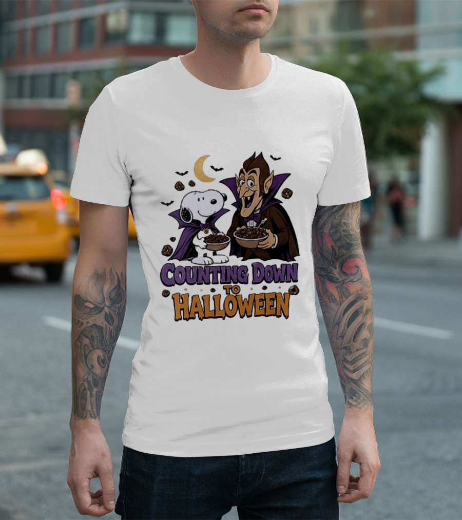 Peanuts Snoopy And Dracula Counting Down To Halloween T-Shirt