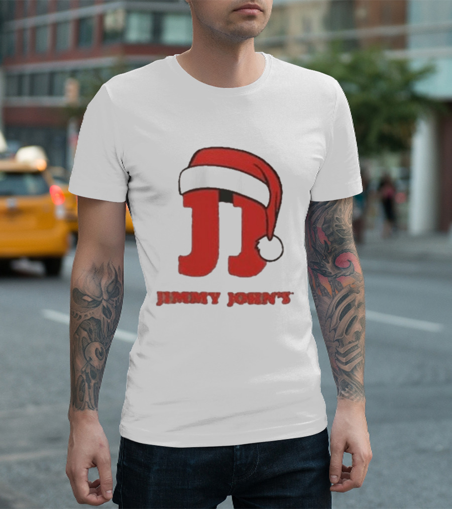 Jimmy John's Festive Santa Hat Christmas T-Shirt