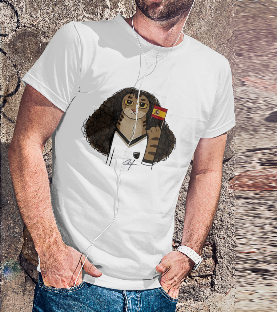 Marc Cucurella Cat Holding Spain Flag FC Barcelona T-Shirt