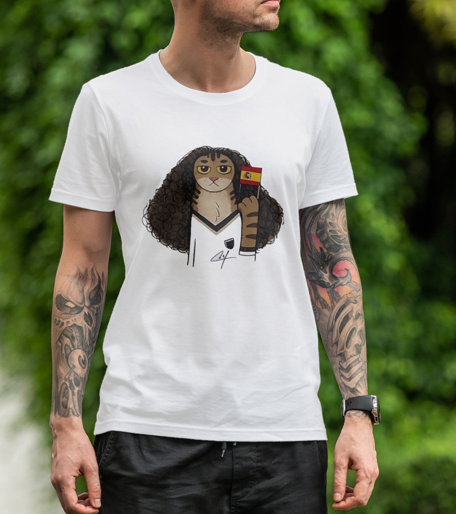 Marc Cucurella Cat Holding Spain Flag FC Barcelona T-Shirt