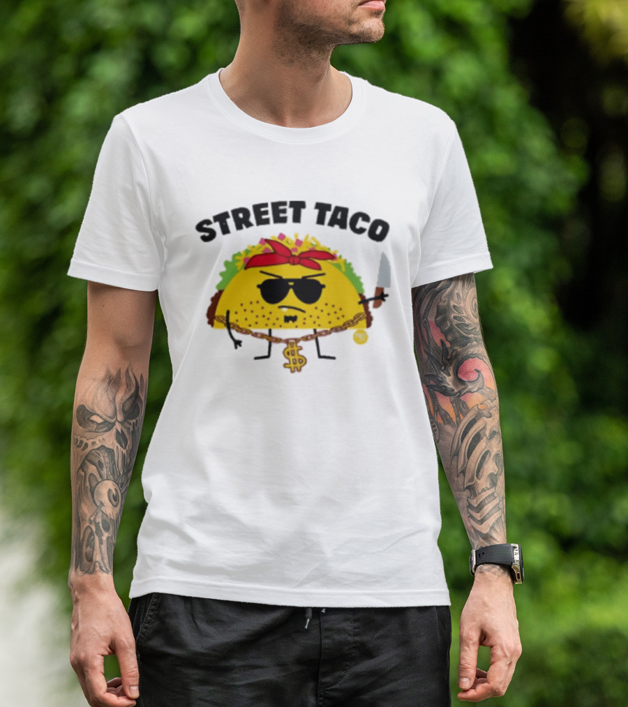 Street Taco Pirate With Knife And Dollar Sign Necklace T-Shirt