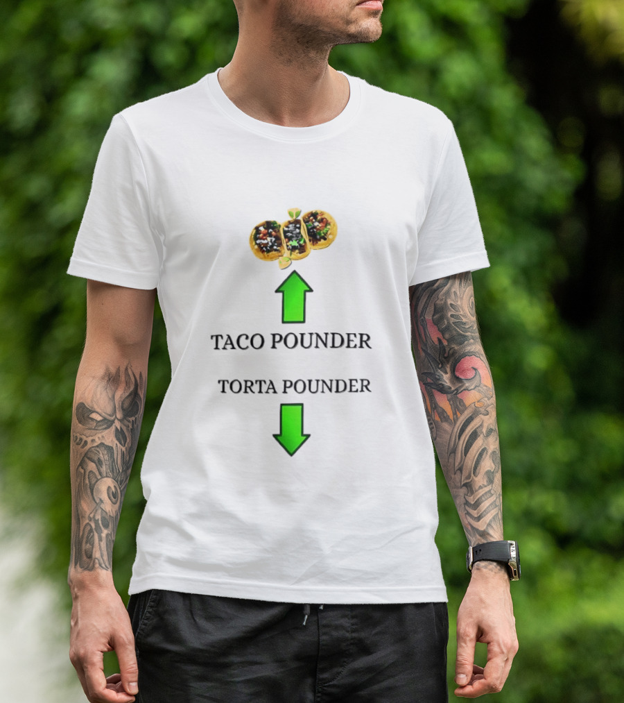 Taco Pounder Torta Pounder Trio Mexican Tacos Lime Green Arrows T-Shirt