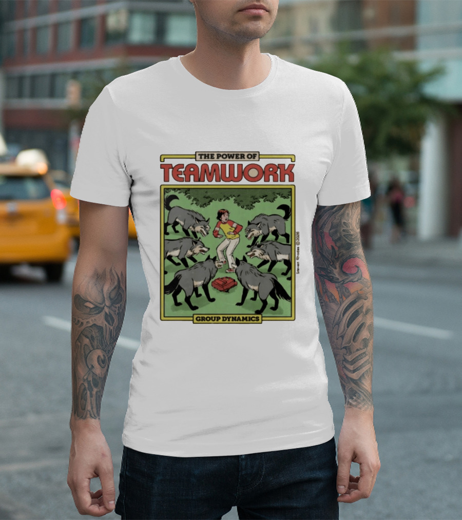 The Power Of Teamwork Group Dynamics Child Surrounded By Wolves T-Shirt