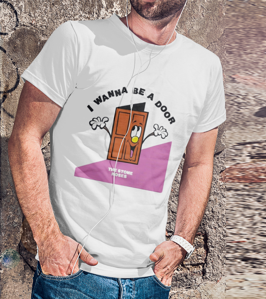 The Stone Roses I Wanna Be A Door Cartoon Yellow Nose Waving Hands T-Shirt