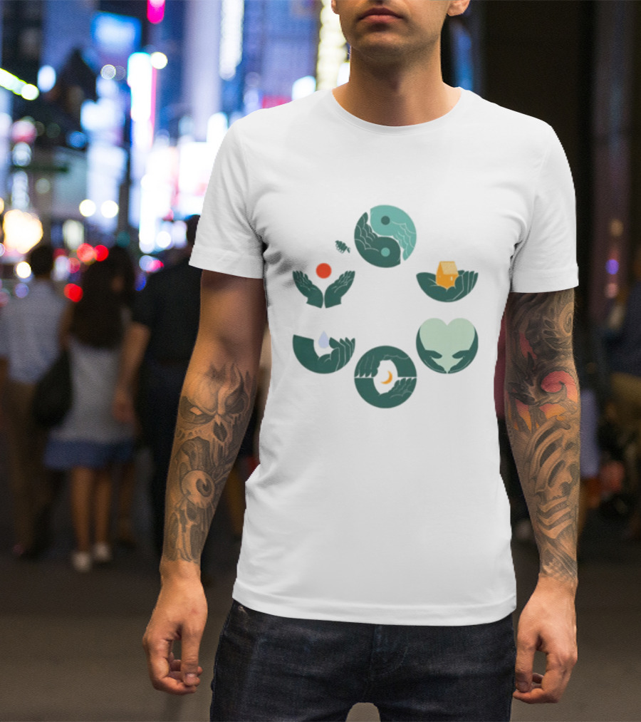 Tors Store Yin Yang Elements Hands Nature T-Shirt