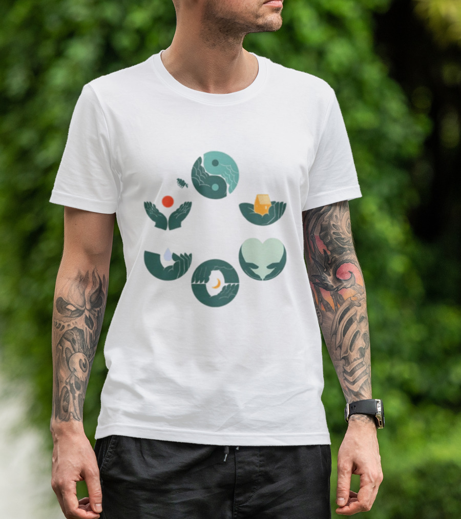 Tors Store Yin Yang Elements Hands Nature T-Shirt