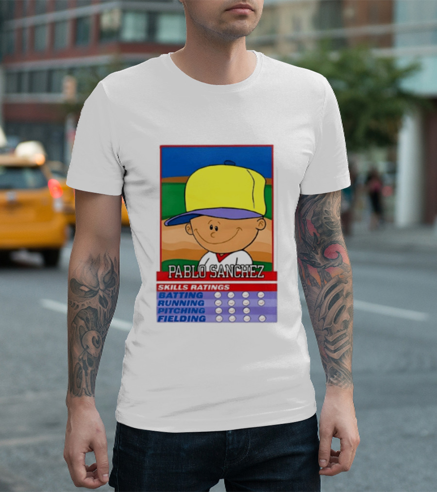 Trending Pablo Sanchez Skills Ratings Card Batting Running Pitching Fielding T-Shirt