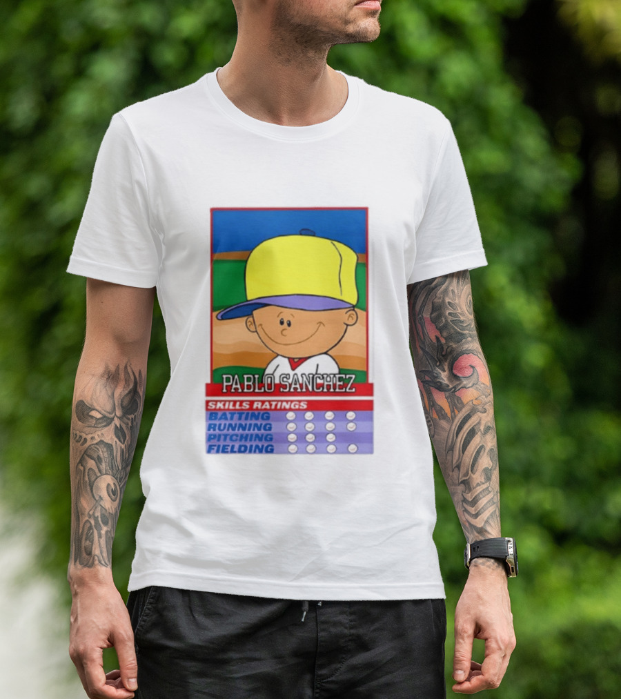 Trending Pablo Sanchez Skills Ratings Card Batting Running Pitching Fielding T-Shirt