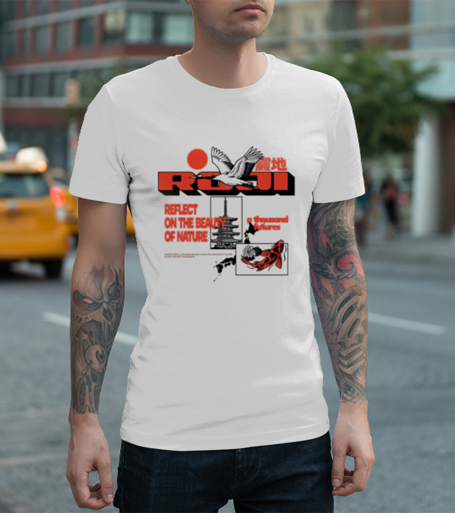 Unik Clothing Store Roji White Reflect On The Beauty Of Nature A Thousand Futures Koi Birds T-Shirt