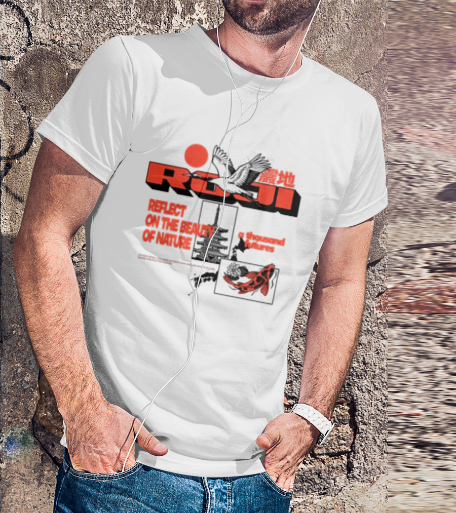 Unik Clothing Store Roji White Reflect On The Beauty Of Nature A Thousand Futures Koi Birds T-Shirt