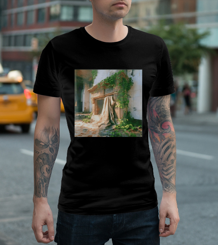Abandoned Fireplace With Overgrown Ivy And Ruins Ambience T-Shirt