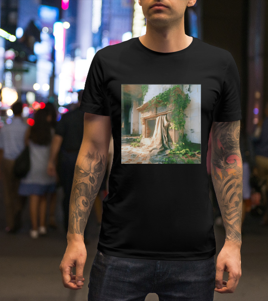 Abandoned Fireplace With Overgrown Ivy And Ruins Ambience T-Shirt