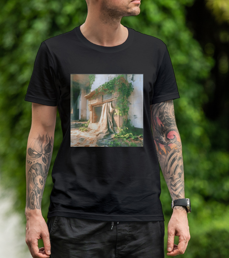 Abandoned Fireplace With Overgrown Ivy And Ruins Ambience T-Shirt