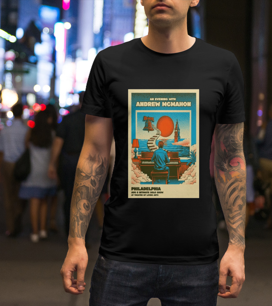 Andrew McMahon An Evening With Philadelphia Aug 6 Intimate Solo Show Theatre Of Living Arts Tour T-Shirt