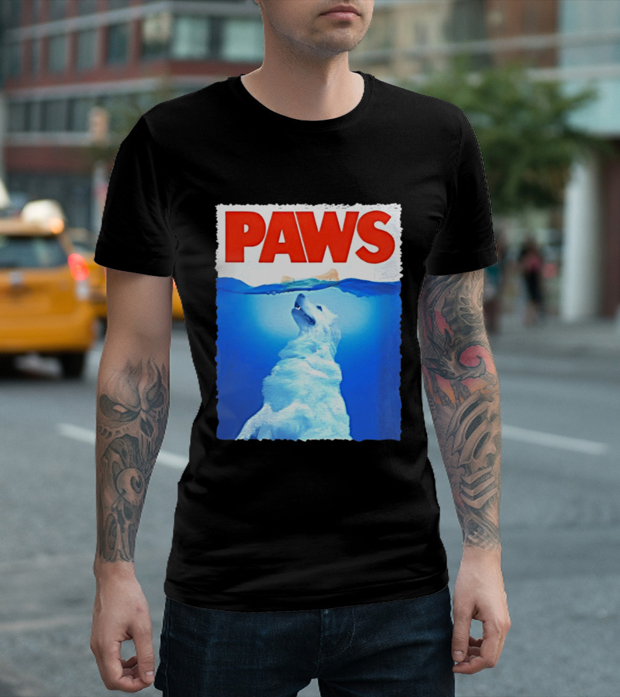PAWS Classic Parody With Diving Dog Image T-Shirt