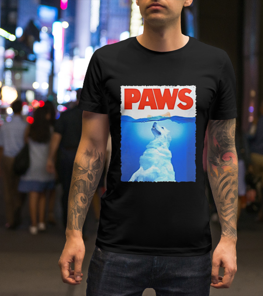 PAWS Classic Parody With Diving Dog Image T-Shirt