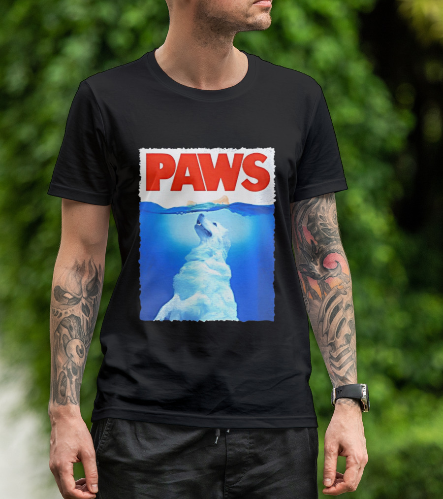 PAWS Classic Parody With Diving Dog Image T-Shirt