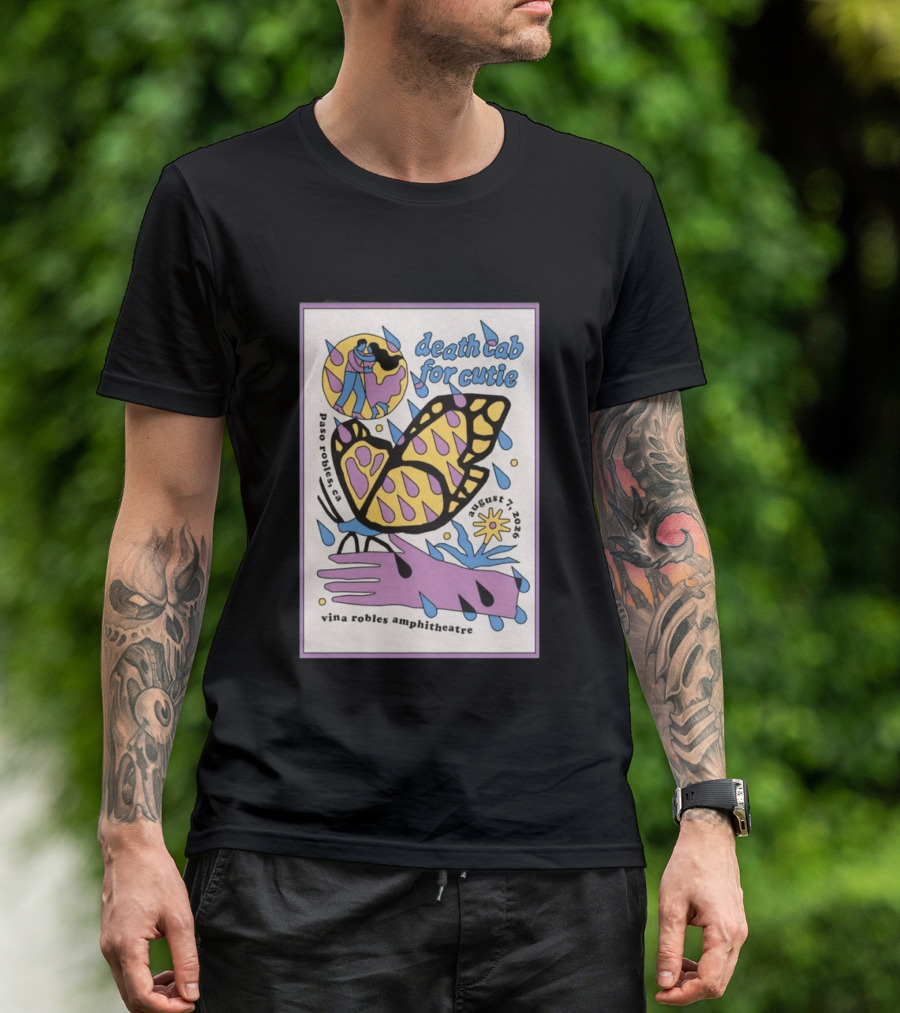 Death Cab For Cutie Paso Robles Vina Robles Amphitheatre August 7 2026 Butterfly T-Shirt