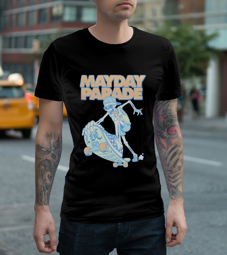 Mayday Parade Skeleton Skater With LBC 72626 Board T-Shirt