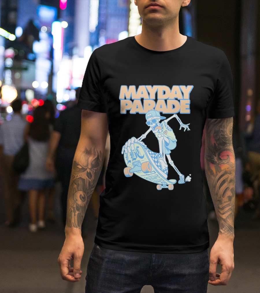 Mayday Parade Skeleton Skater With LBC 72626 Board T-Shirt