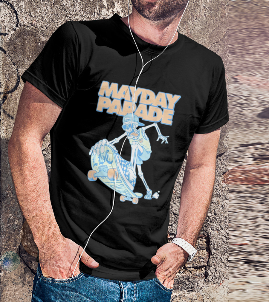 Mayday Parade Skeleton Skater With LBC 72626 Board T-Shirt