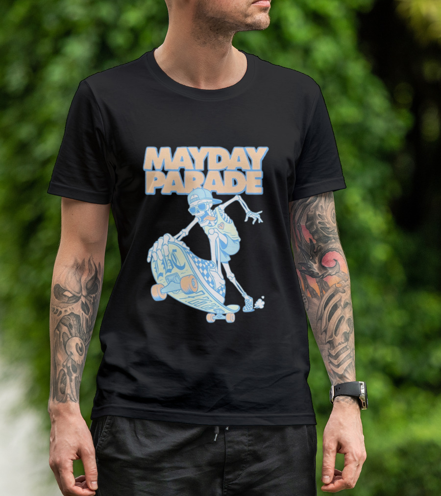 Mayday Parade Skeleton Skater With LBC 72626 Board T-Shirt