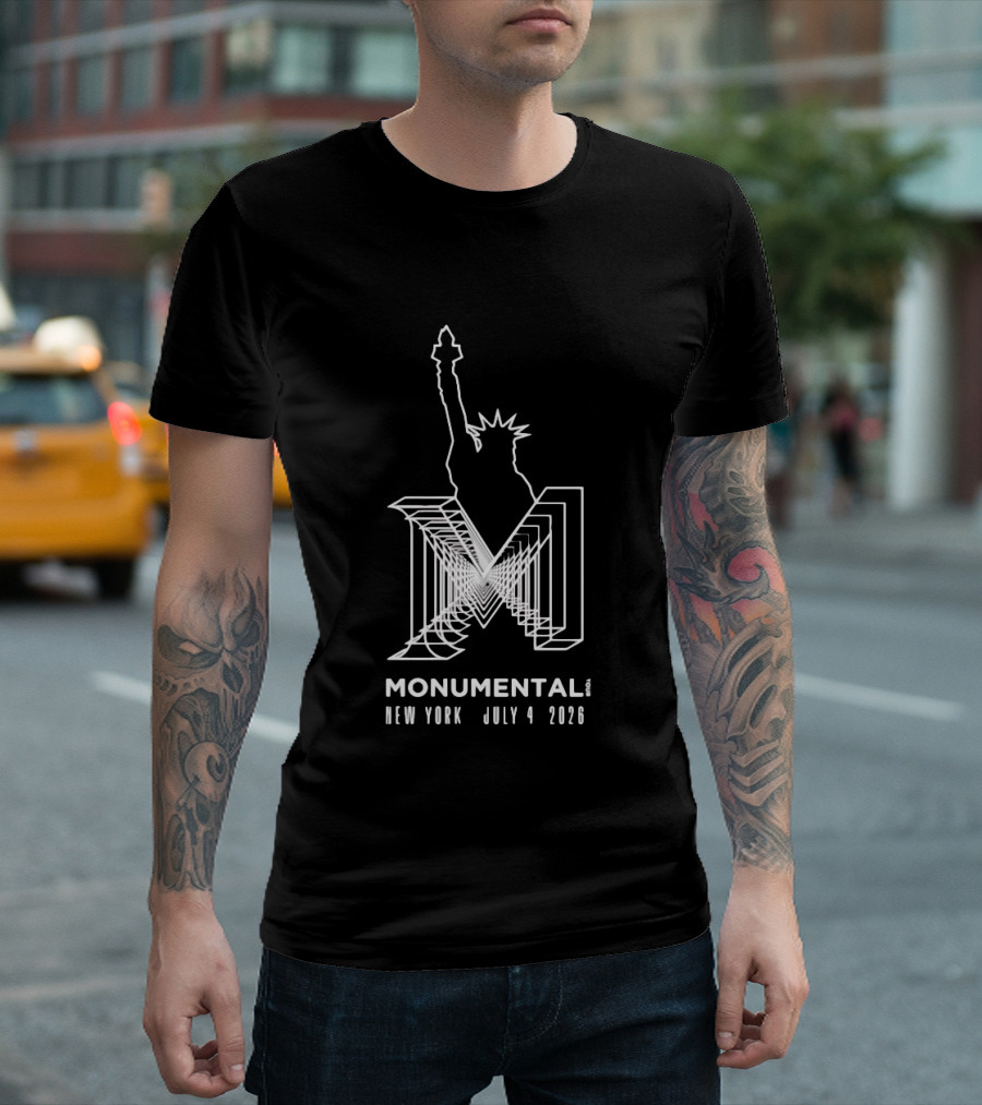 Monumental Tour New York July 4 2026 Live Music Event Statue Of Liberty T-Shirt