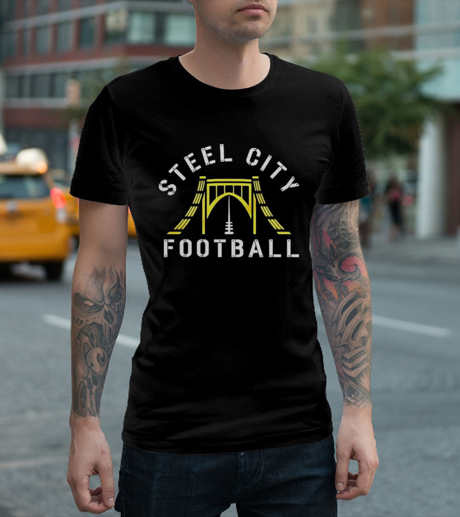 Pittsburgh Steelers Steel City Football Bridge Steel City Football T-Shirt