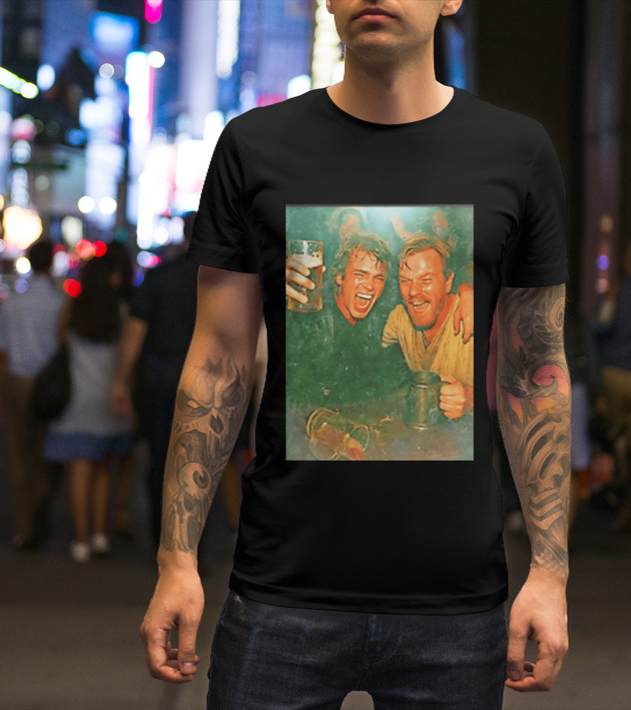 Original Anakin Skywalker And Obi Wan Kenobi Celebrate With Beer Cheers T-Shirt