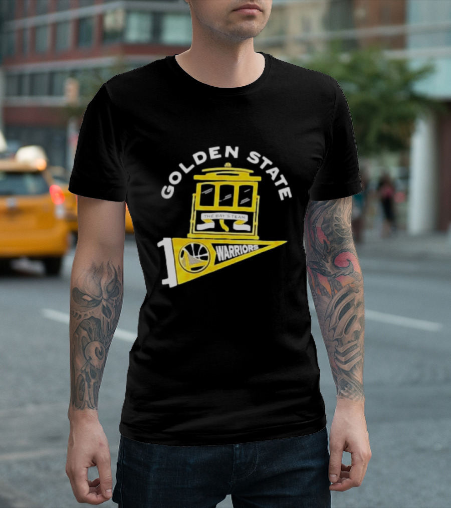 Golden State Warriors The Bays Team Warriors Banner And Cable Car T-Shirt