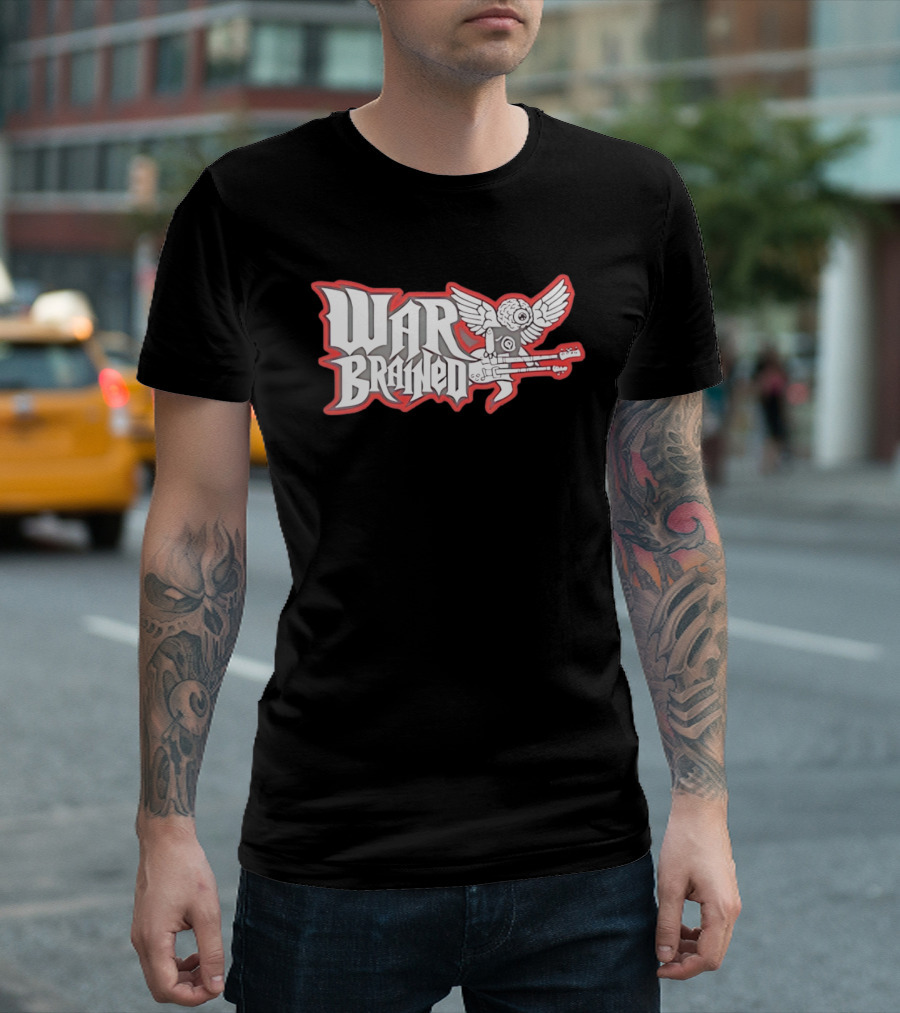 Quannic War Brained Alternative Rock Indie Music Winged Guitar Brain T-Shirt