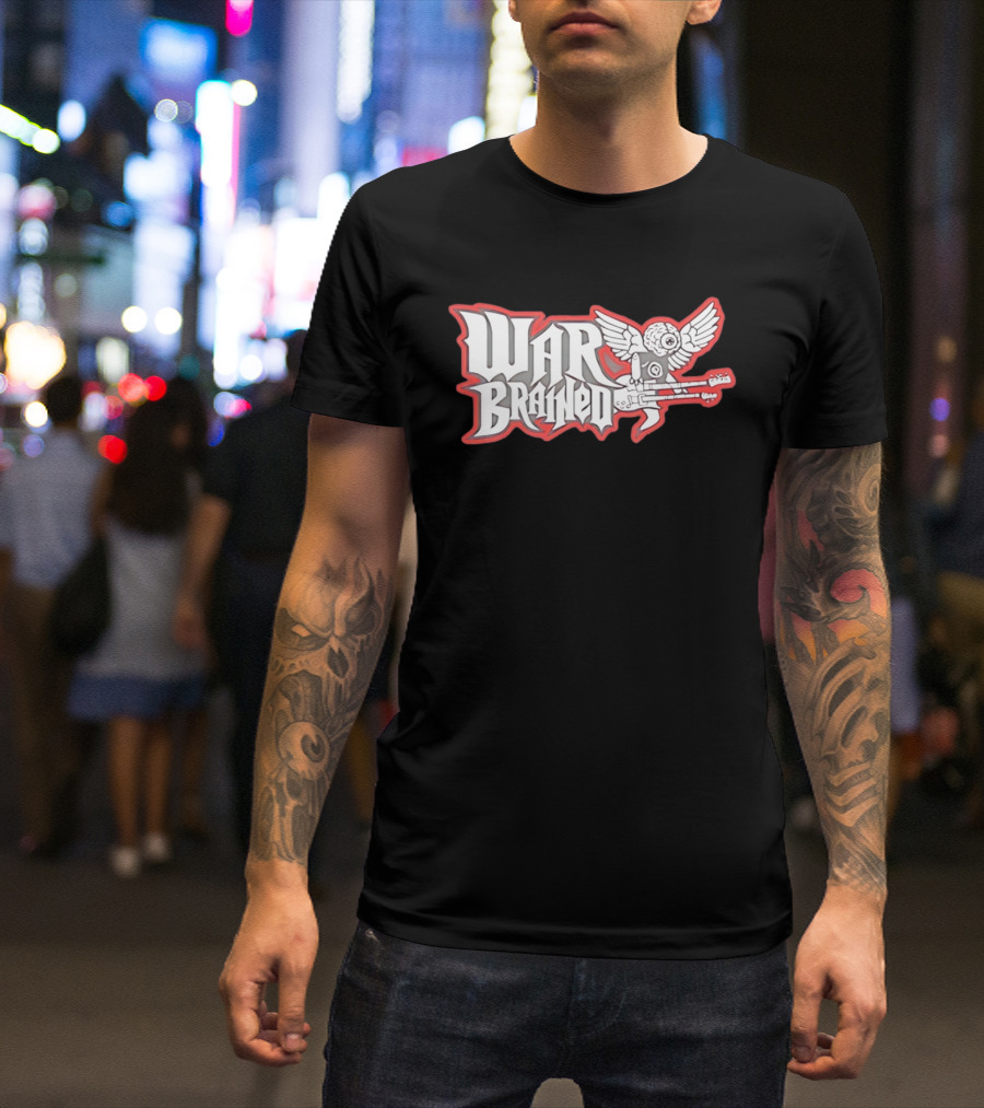 Quannic War Brained Alternative Rock Indie Music Winged Guitar Brain T-Shirt