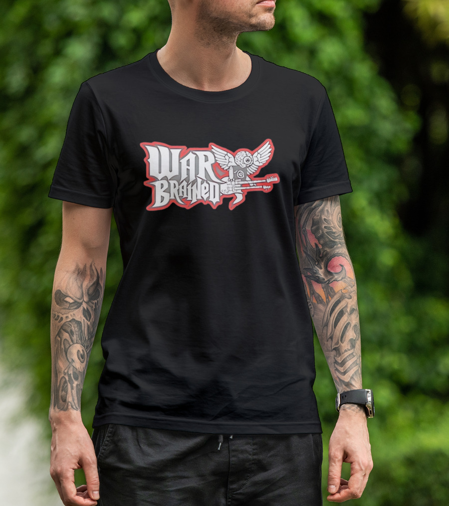 Quannic War Brained Alternative Rock Indie Music Winged Guitar Brain T-Shirt