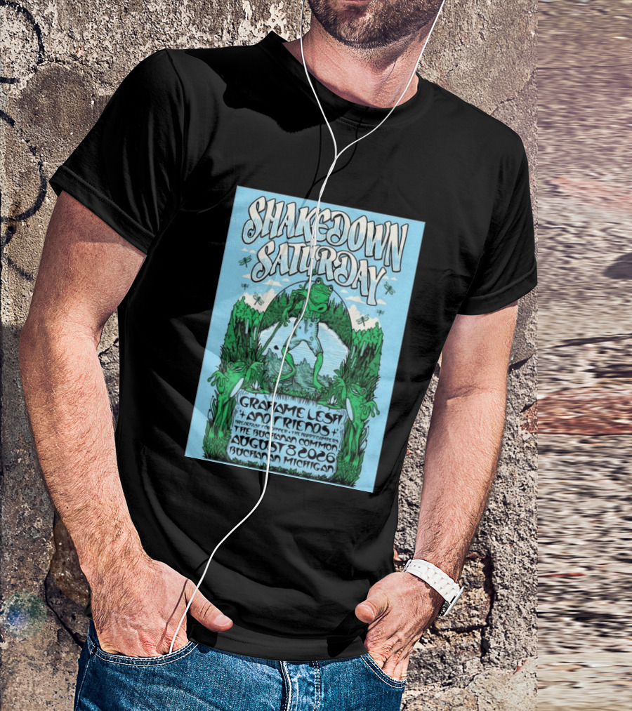 Grahame Lesh Shakedown Saturday August 8 2026 Buchanan Michigan Frog Art Trees Grahame Lesh And Friends Breakfast For Dinner Live Music Event T-Shirt