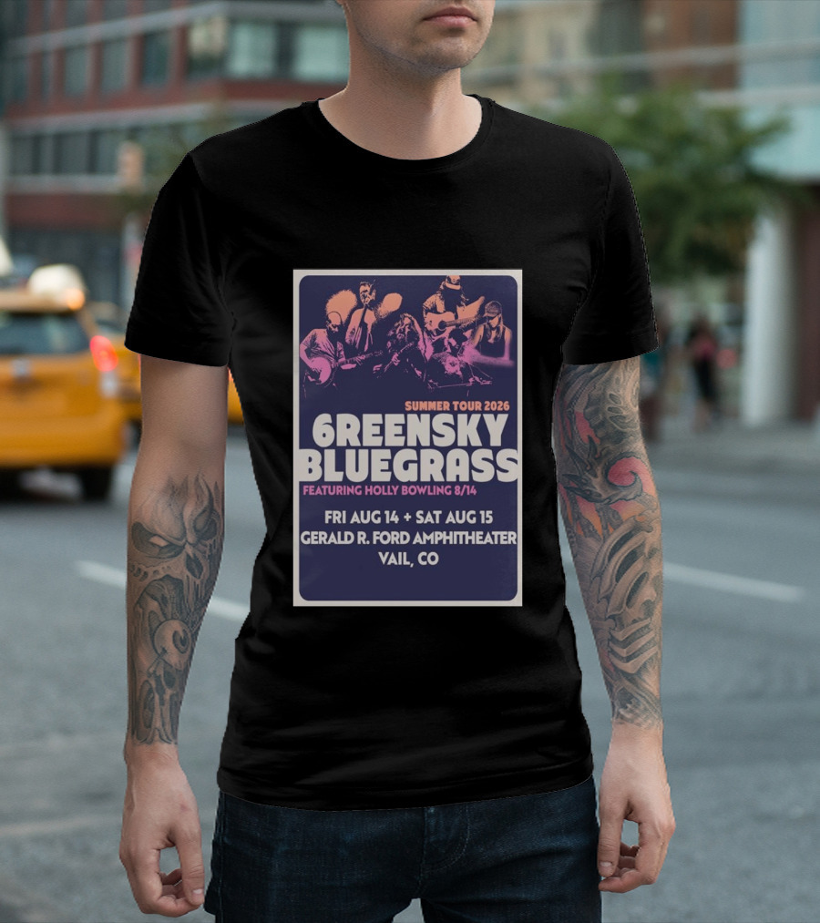 Greensky Bluegrass Summer Tour 2026 Vail CO Featuring Holly Bowling Aug 14 15 Gerald R Ford Amphitheater T-Shirt