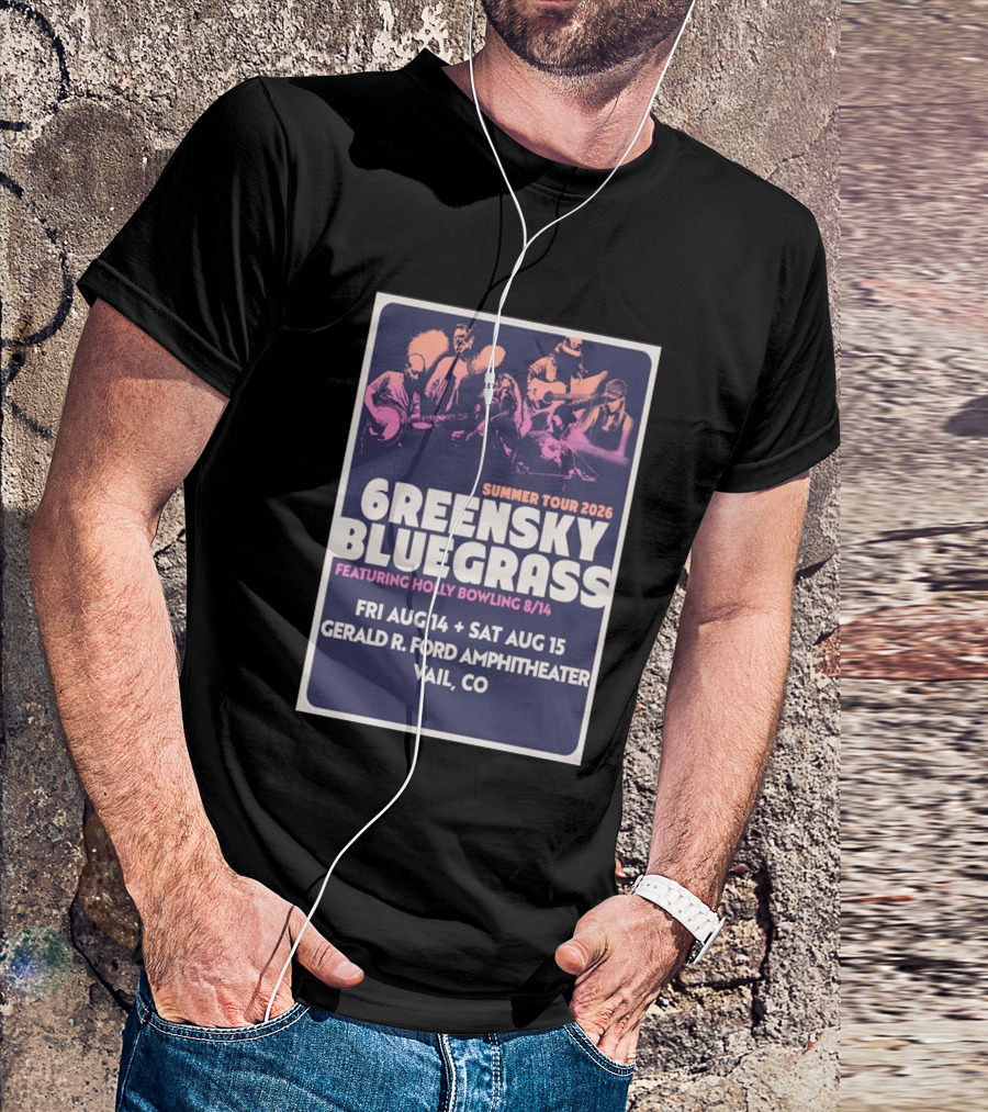 Greensky Bluegrass Summer Tour 2026 Vail CO Featuring Holly Bowling Aug 14 15 Gerald R Ford Amphitheater T-Shirt