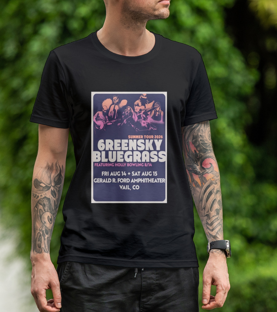Greensky Bluegrass Summer Tour 2026 Vail CO Featuring Holly Bowling Aug 14 15 Gerald R Ford Amphitheater T-Shirt