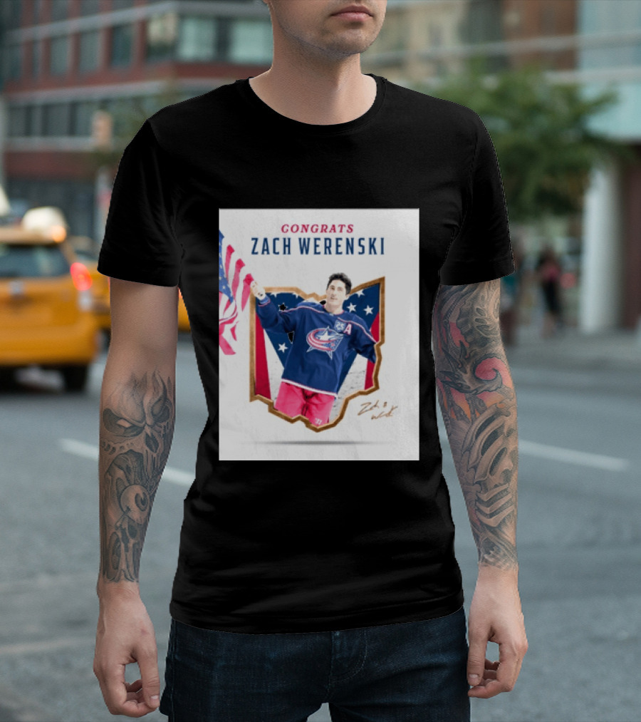 Congrats Zach Werenski USA Columbus Blue Jackets Hockey Celebration T-Shirt