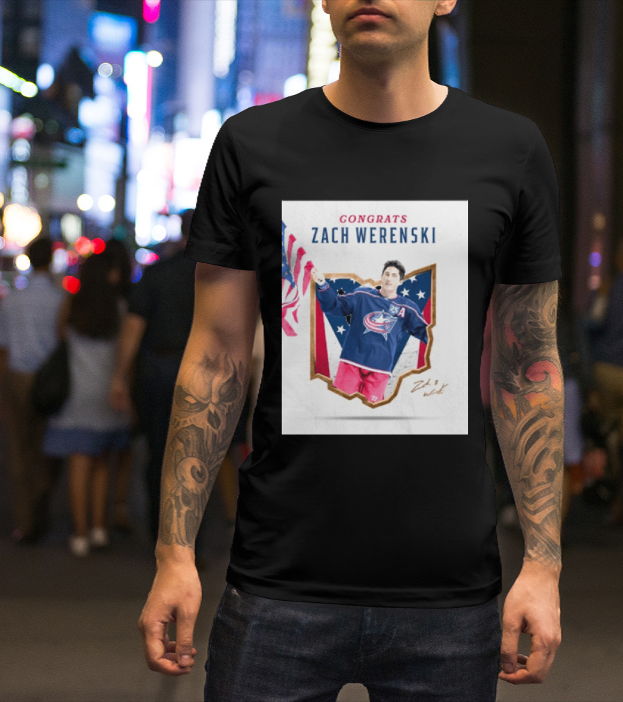 Congrats Zach Werenski USA Columbus Blue Jackets Hockey Celebration T-Shirt