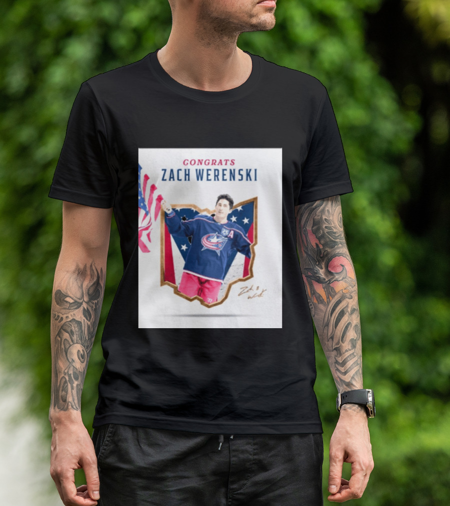 Congrats Zach Werenski USA Columbus Blue Jackets Hockey Celebration T-Shirt